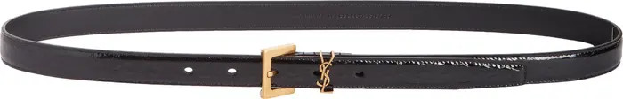 Saint Laurent YSL Logo Slim Patent Leather Belt | Nordstrom | Nordstrom