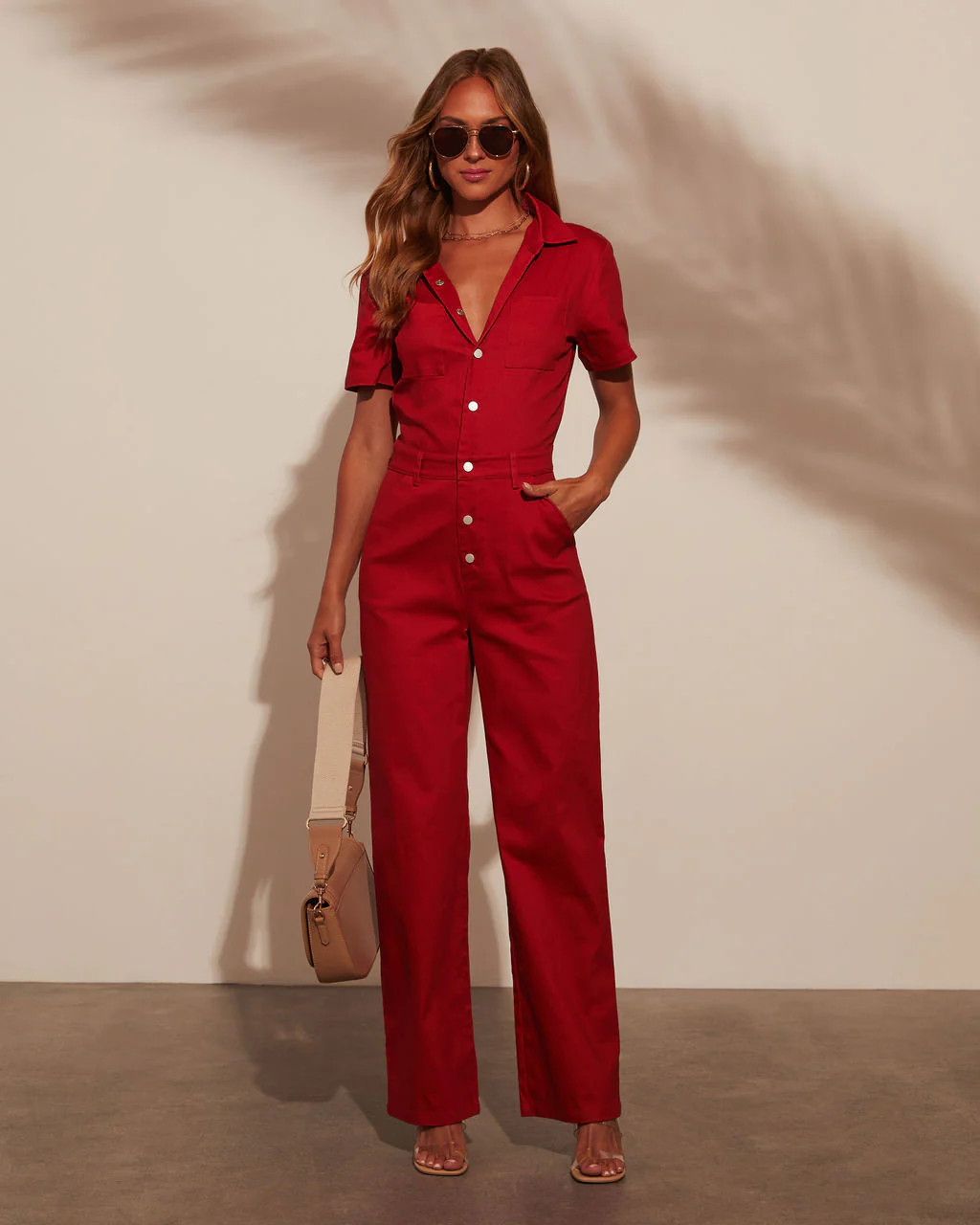 Amirah Button Down Pocketed Jumpsuit | VICI