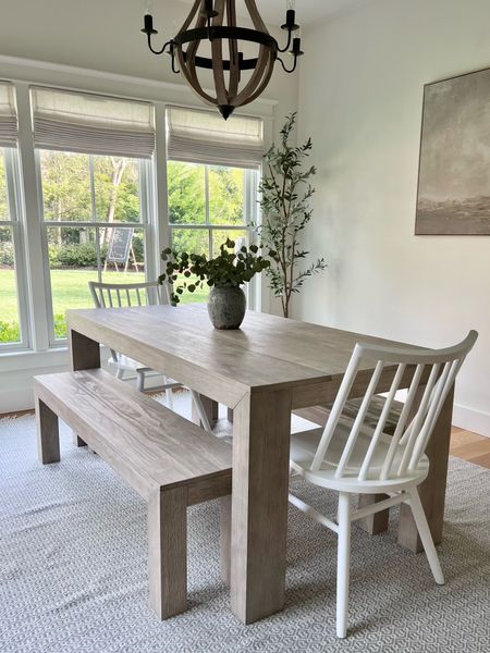 Our dining set is on sale now! I love this solid wood set and the finish is simply beautiful! It comes with the two benches and I added side chairs for extra seating!

Finish is seashell wire brush 

#LTKhome #LTKsalealert