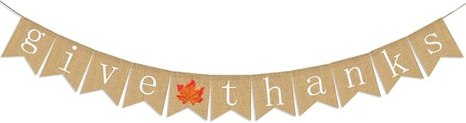 Amazon.com: Give Thanks Burlap Banner | Thanksgiving Banner Decoration | Thanksgiving Banner Burl... | Amazon (US)