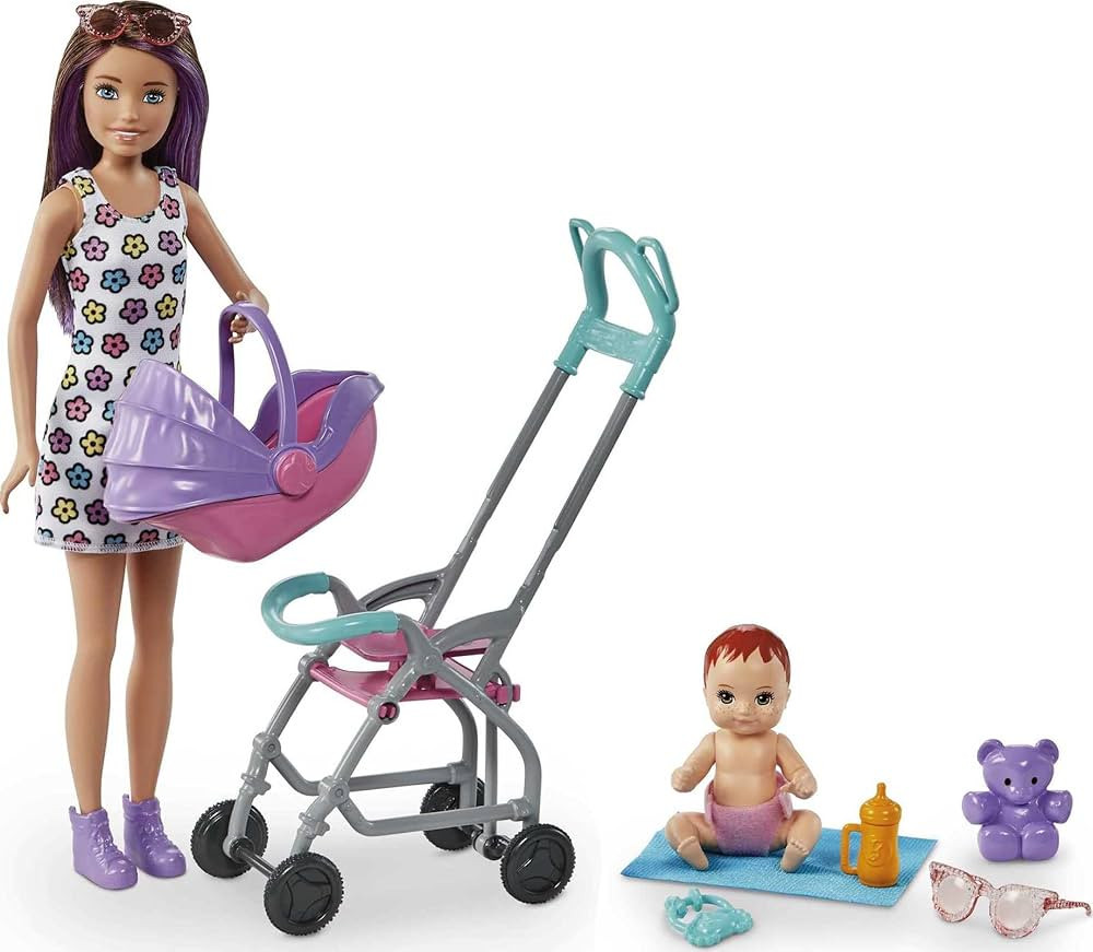 Barbie Skipper Babysitters Inc Playset with Doll, Stroller, Baby Doll & 5 Accessories, Remove Str... | Amazon (US)