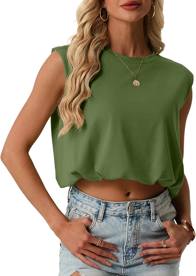 Lepunuo Womens Summer Tops Bubble Hem Tank Tops Sleeveless T Shirts Trendy Crew Neck Cotton Blous... | Amazon (US)