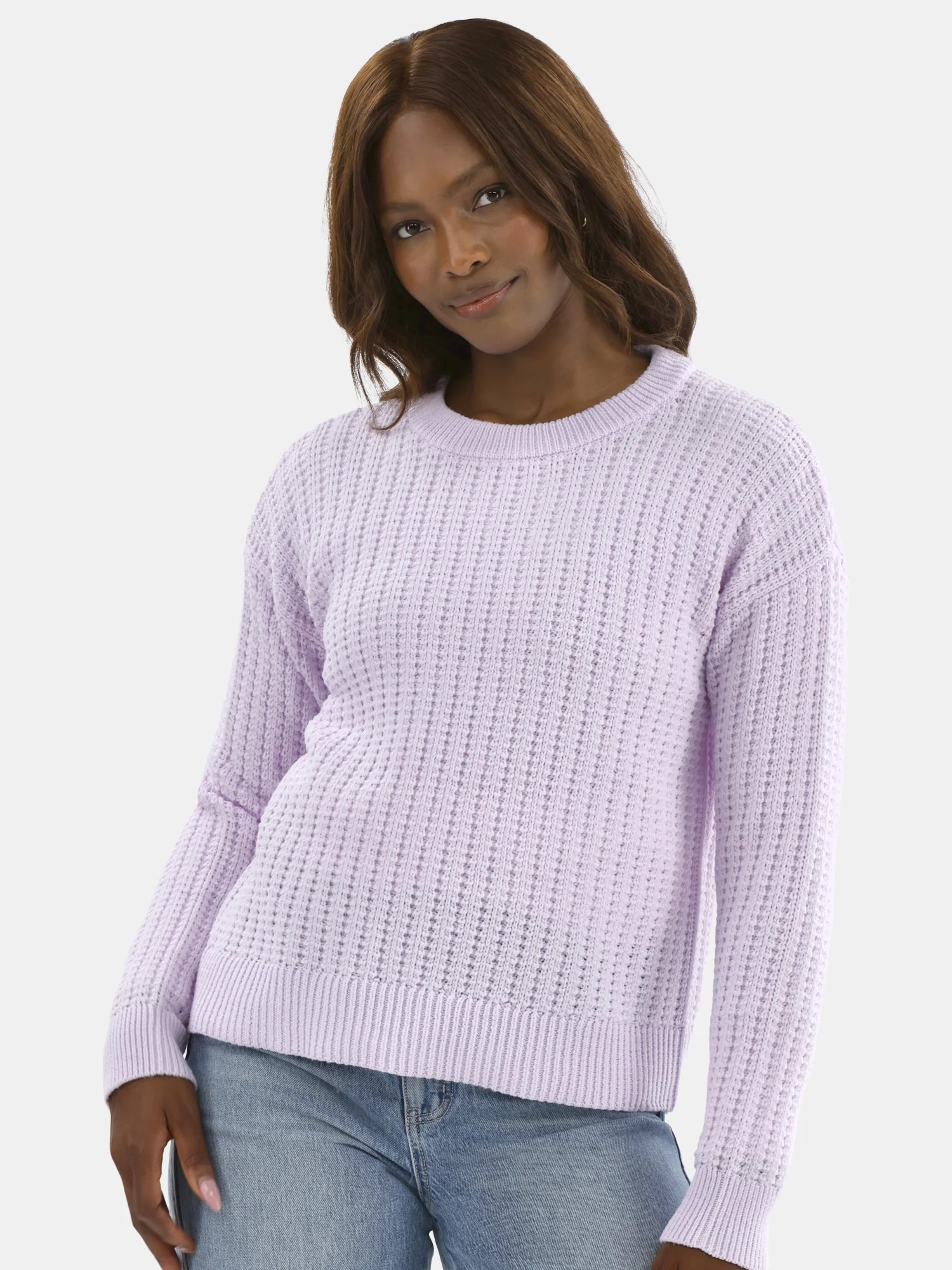 Time and Tru Women's and Women’s Plus Textured Stitch Sweater, Midweight, Sizes XS-4X | Walmart (US)