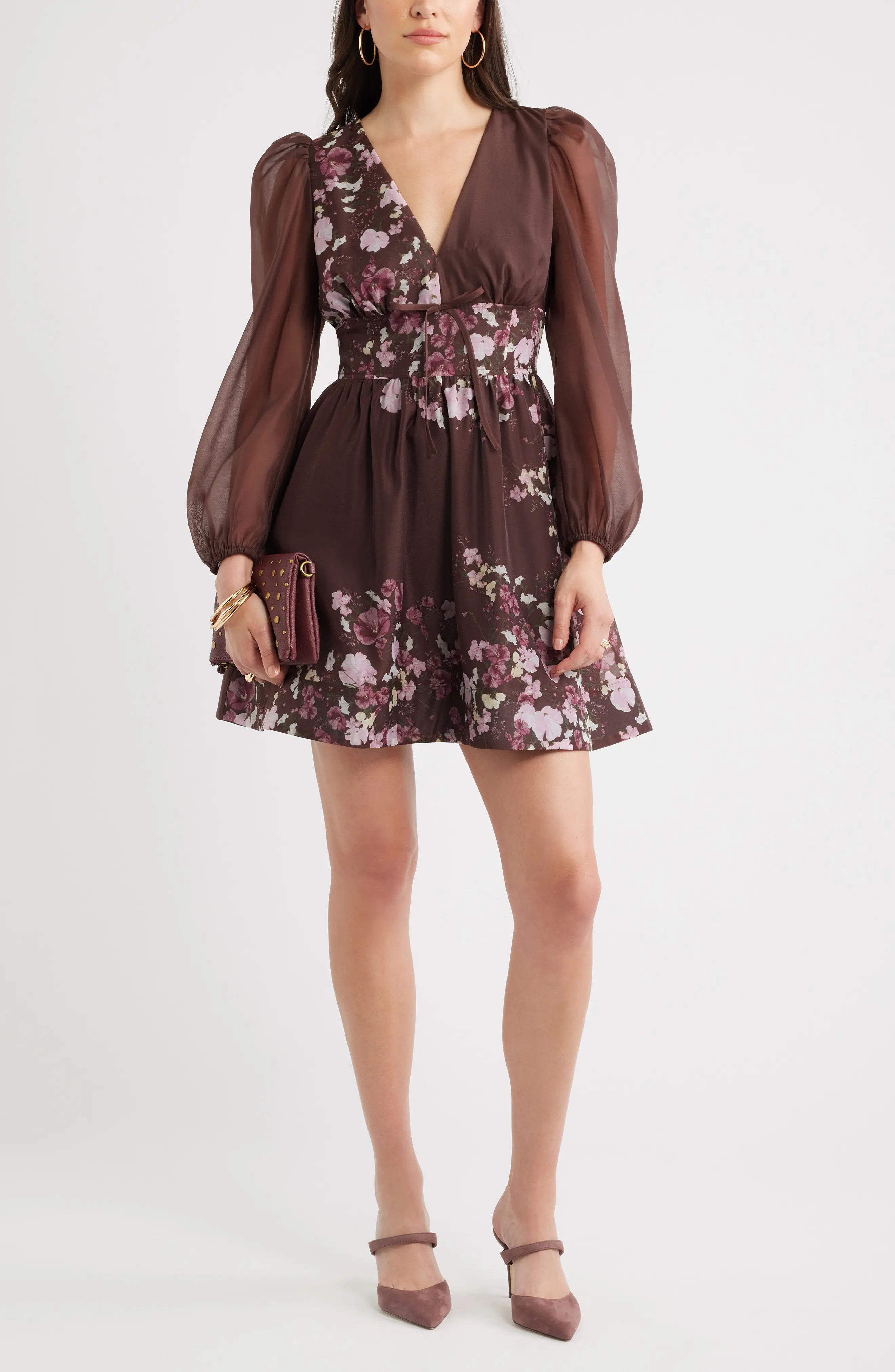 Chelsea28 Long Sleeve Minidress in Green- Black Alex Border at Nordstrom, Size X-Large | Nordstrom