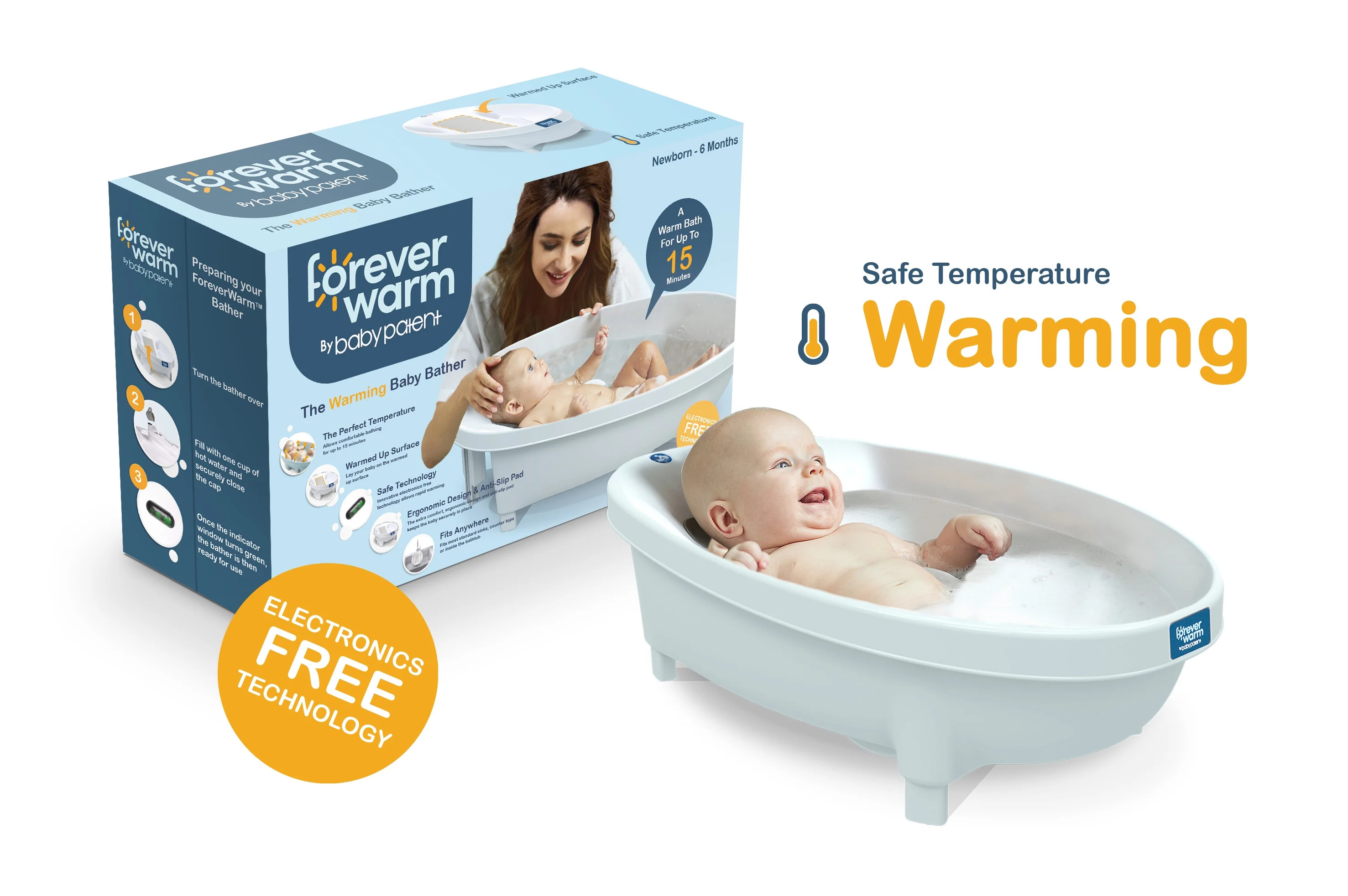 Baby Patent Forever Warm Baby Tub (White) | Walmart (US)