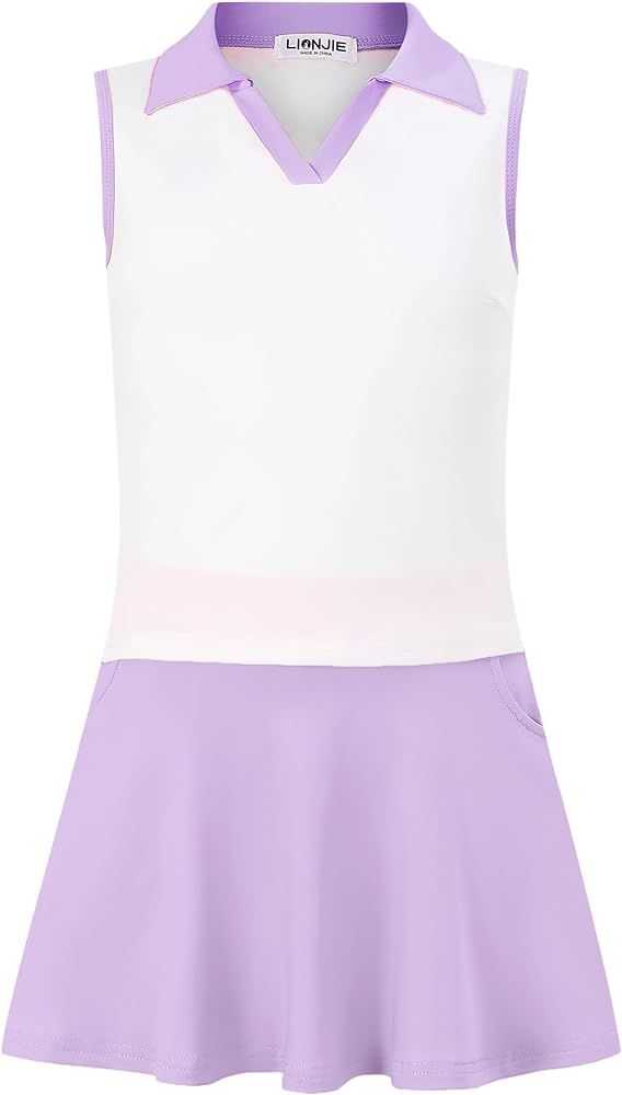 Kids Girls Tennis Golf Dress Outfit Sleeveless Dress with Pockets Athletic Skorts and Polo Tank T... | Amazon (US)