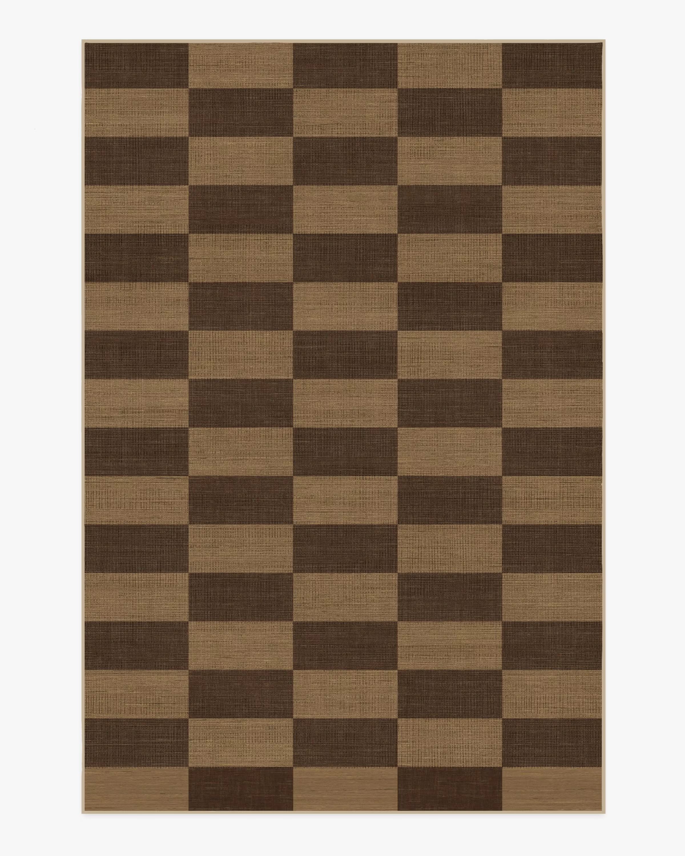 Architectural Digest Yates Check Brown Re-Jute Rug | Ruggable | Ruggable