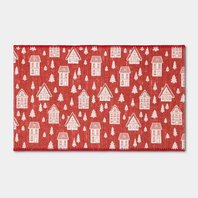 1'8"x2'10" Christmas Red House Rug - Wondershop™ | Target