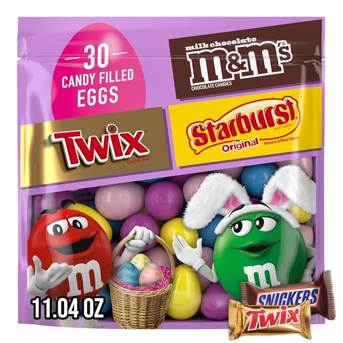 M&M'S, TWIX and STARBURST, Mixed Easter Candy Assortment, Prefilled Easter Eggs, 11.04 Ounces Can... | Amazon (US)