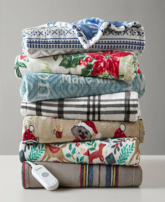 Premier Comfort Heated Novelty Reversible Printed Electric Plush Throw, 50" x 60" - Macy's | Macy's