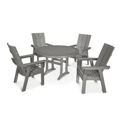 POLYWOOD Modern Curveback Adirondack 5-Piece Nautical Trestle Dining Set | Wayfair North America