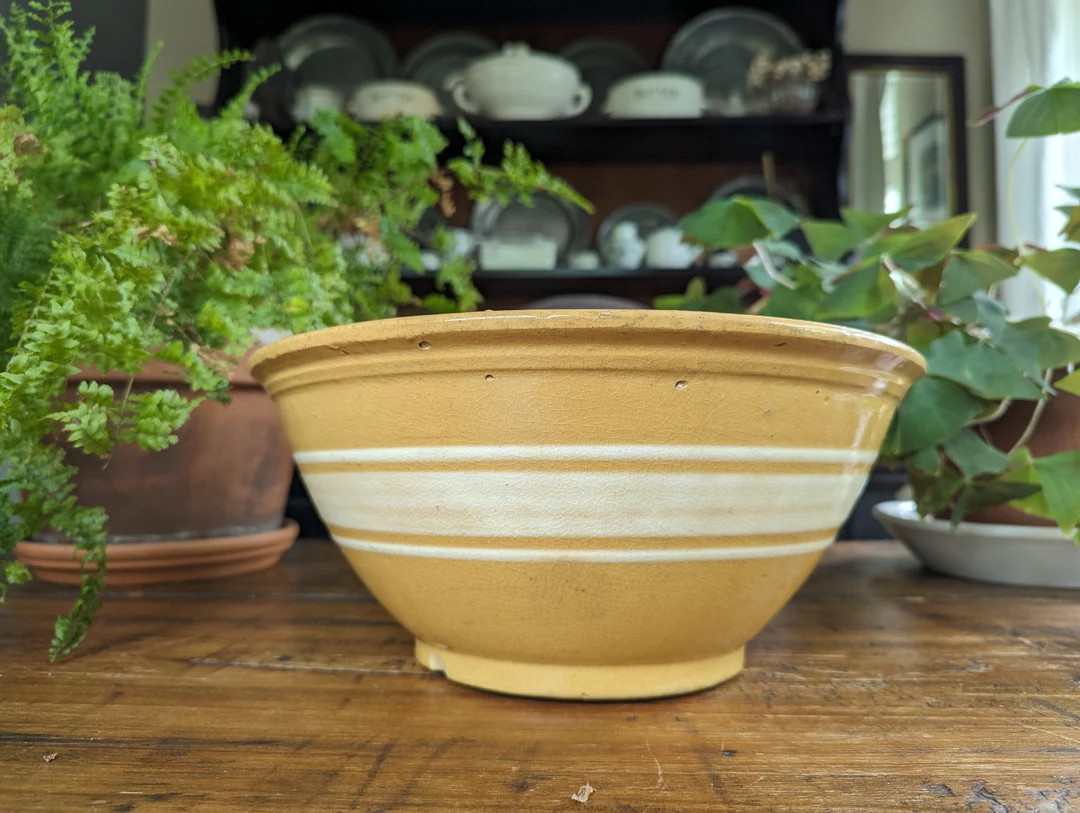 Antique Yellowware Bowl - Etsy | Etsy (US)