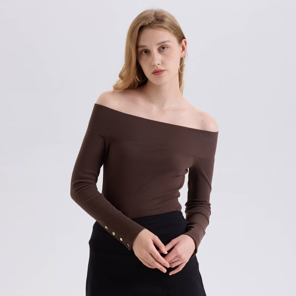 Women's Raglan Long Sleeve Off the Shoulder Rib-Knit Top - Wild Fable™ | Target