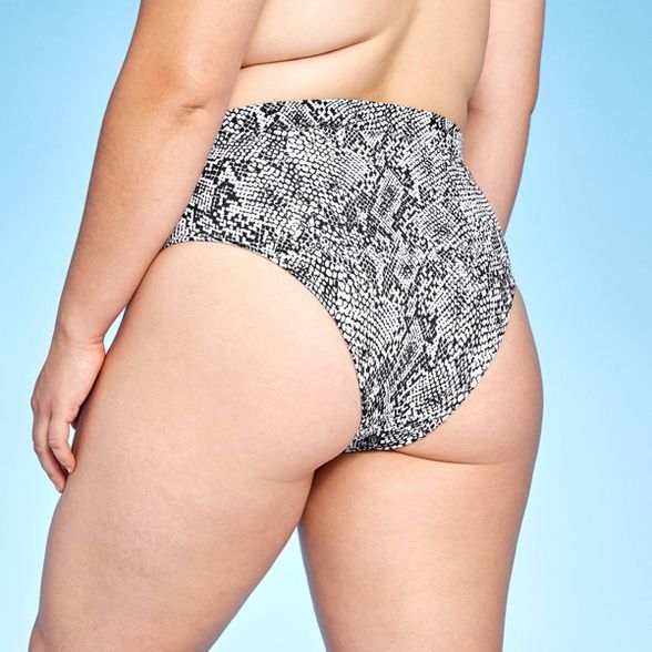 Women's Ribbed Cheeky High Leg High Waist Bikini Bottom - Xhilaration™ Black/White | Target