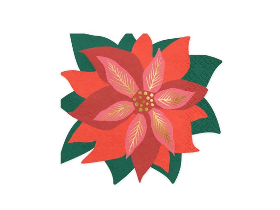 Poinsettia Christmas Napkins 20ct Red Star of Bethlehem - Etsy | Etsy (US)