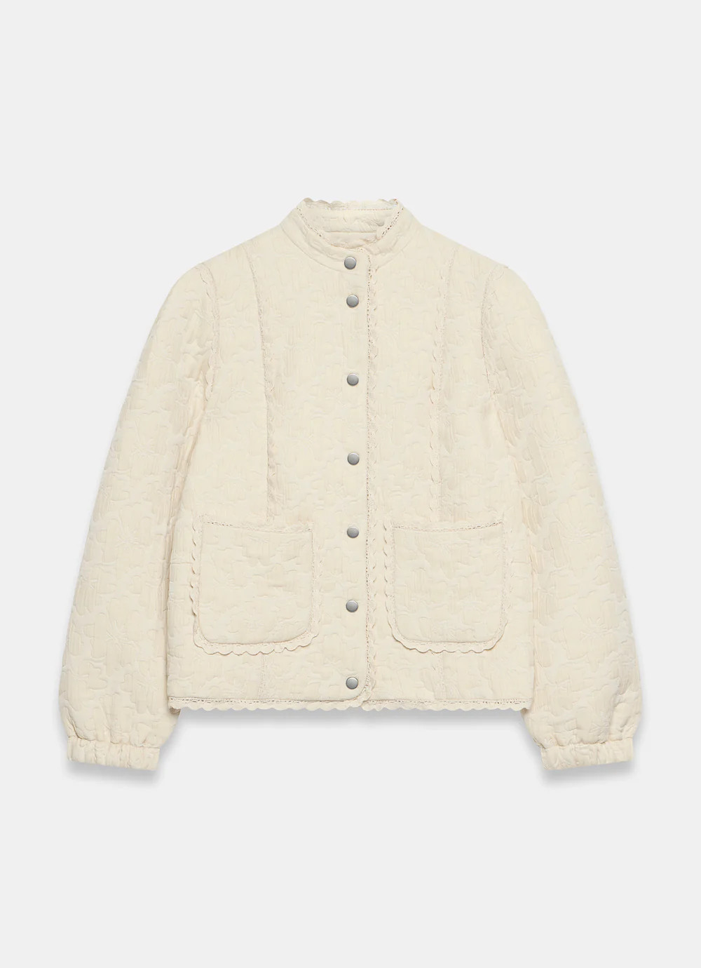 Cream Floral Jacquard Quilted Jacket | Mint Velvet