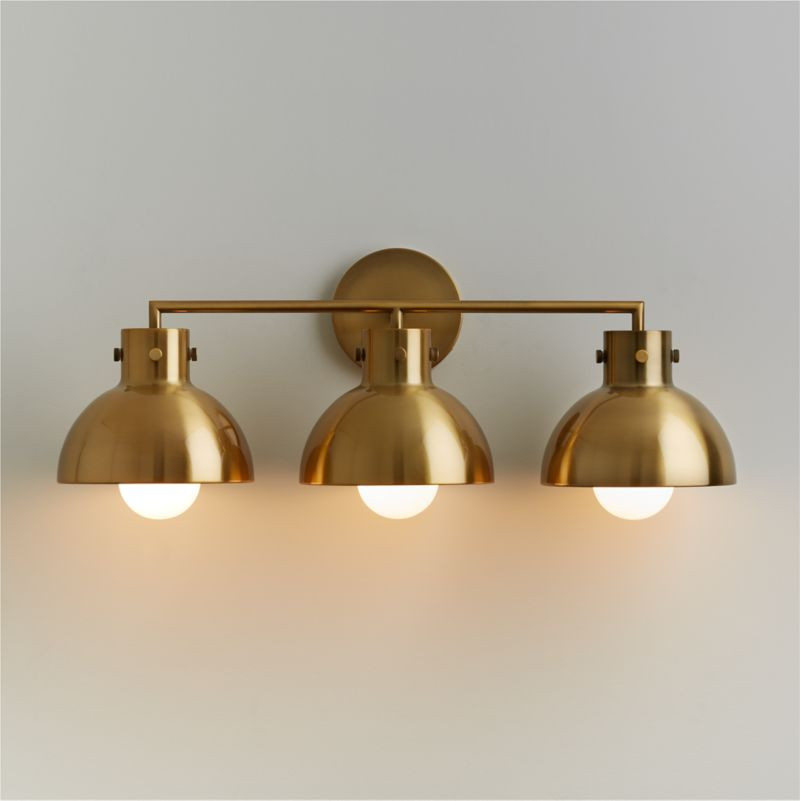 Dakota Brass 3-Light Wall Sconce with Brass Dome | Crate & Barrel | Crate & Barrel