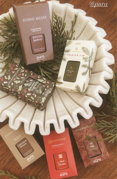 Shop my favorite holiday scents from pura!!! 

Balsam and cedar wood 
Winterberry
Cardamom 
Frazier fir 

#LTKCyberWeek #LTKHoliday