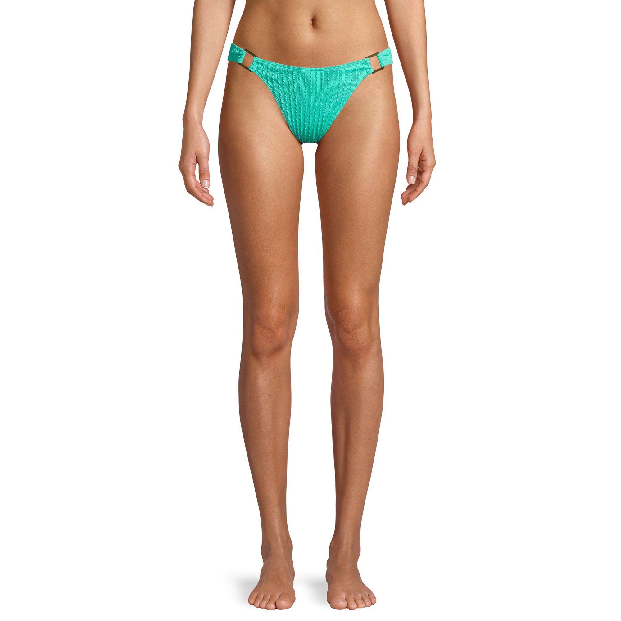 No Boundaries Juniors' Textured Mint Jade Swimsuit Bikini Bottom | Walmart (US)