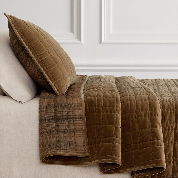 Cotton Velvet Plaid Reverse Quilt & Shams | West Elm (US)