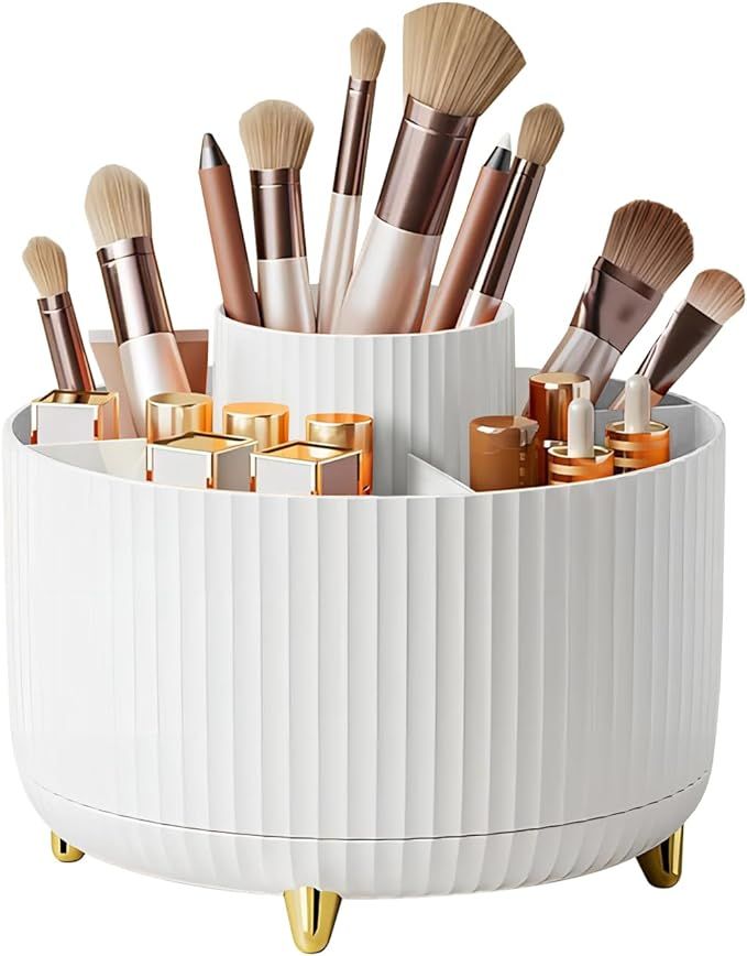 DASITON Large Capacity Makeup Brush Holder,360° Rotating Makeup Organizer,5 Slot Makeup Brushes ... | Amazon (US)
