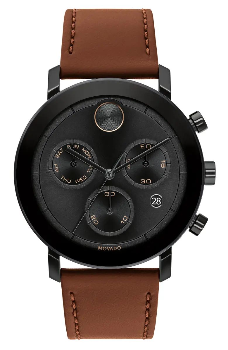 Movado Bold Evolution Chronograph Leather Strap Watch, 42mm | Nordstrom | Nordstrom