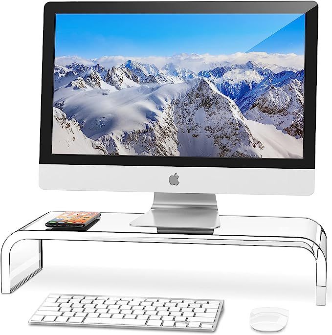 AboveTEK Premium Acrylic Monitor Stand, Custom Size Monitor Riser/Computer Stand for Home Office ... | Amazon (US)