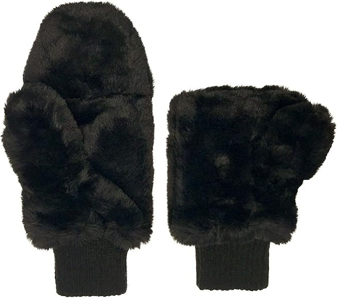 CC Soft Faux Fur Fuzzy Lined Flip Up Down Top Fingerless Mitten Gloves | Amazon (US)