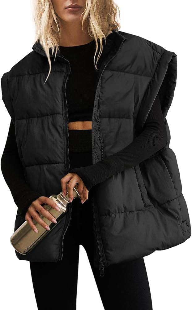SENSERISE Womens Oversized Puffer Vest Quilted Vest Lightweight Sleeveless Zip Up Padded Jacket O... | Amazon (US)
