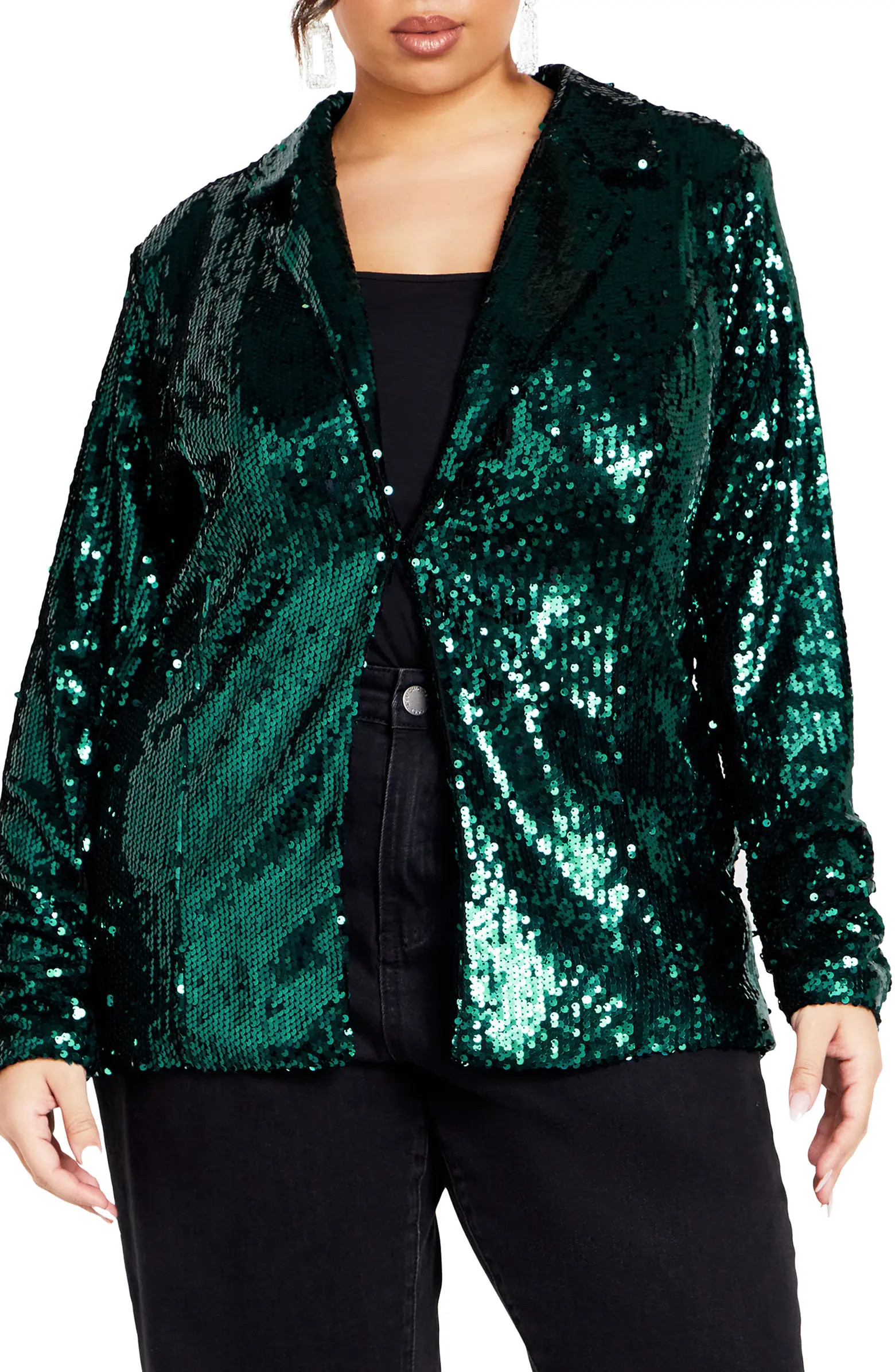 City Chic Sequin Single Breasted Blazer | Nordstrom | Nordstrom