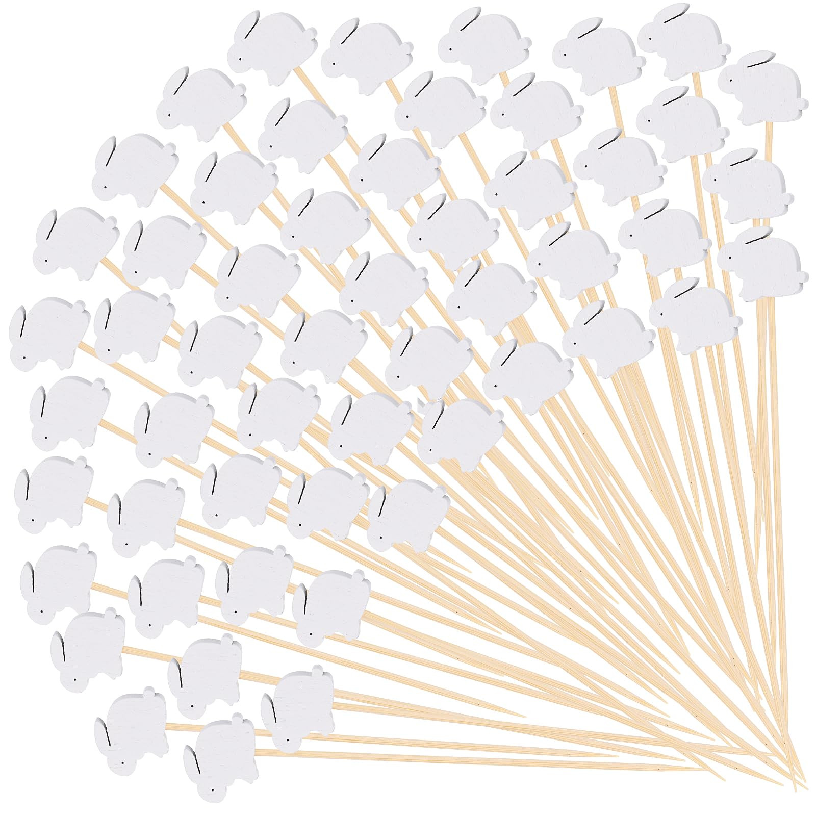 FOIMAS 120pcs Easter Cocktail Picks, White Bunny Bamboo Toothpicks for Appetizers Fruit Food Cake... | Amazon (US)