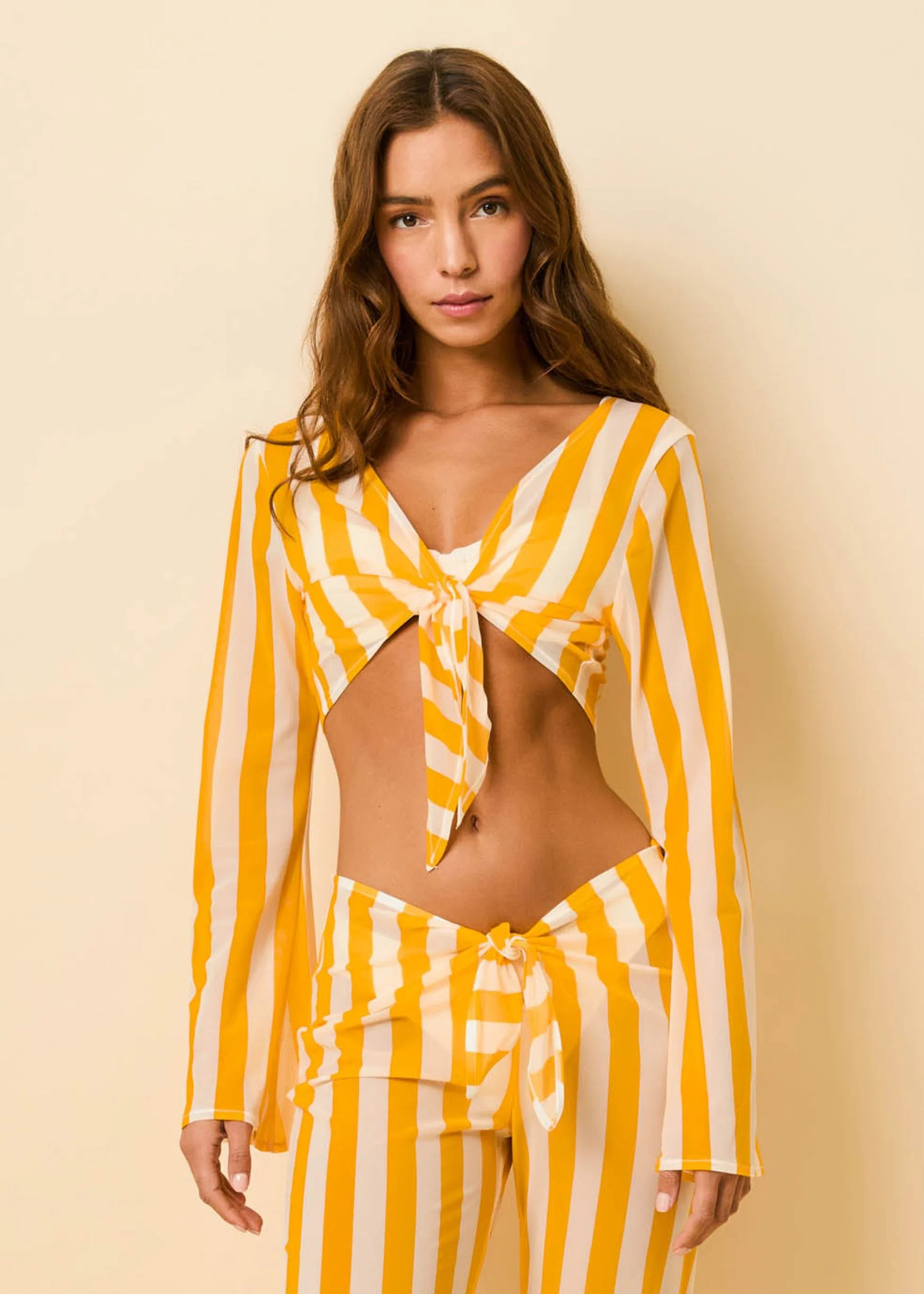 Dolly Tie Top Mesh Pineapple / Brule Stripe | Solid & Striped