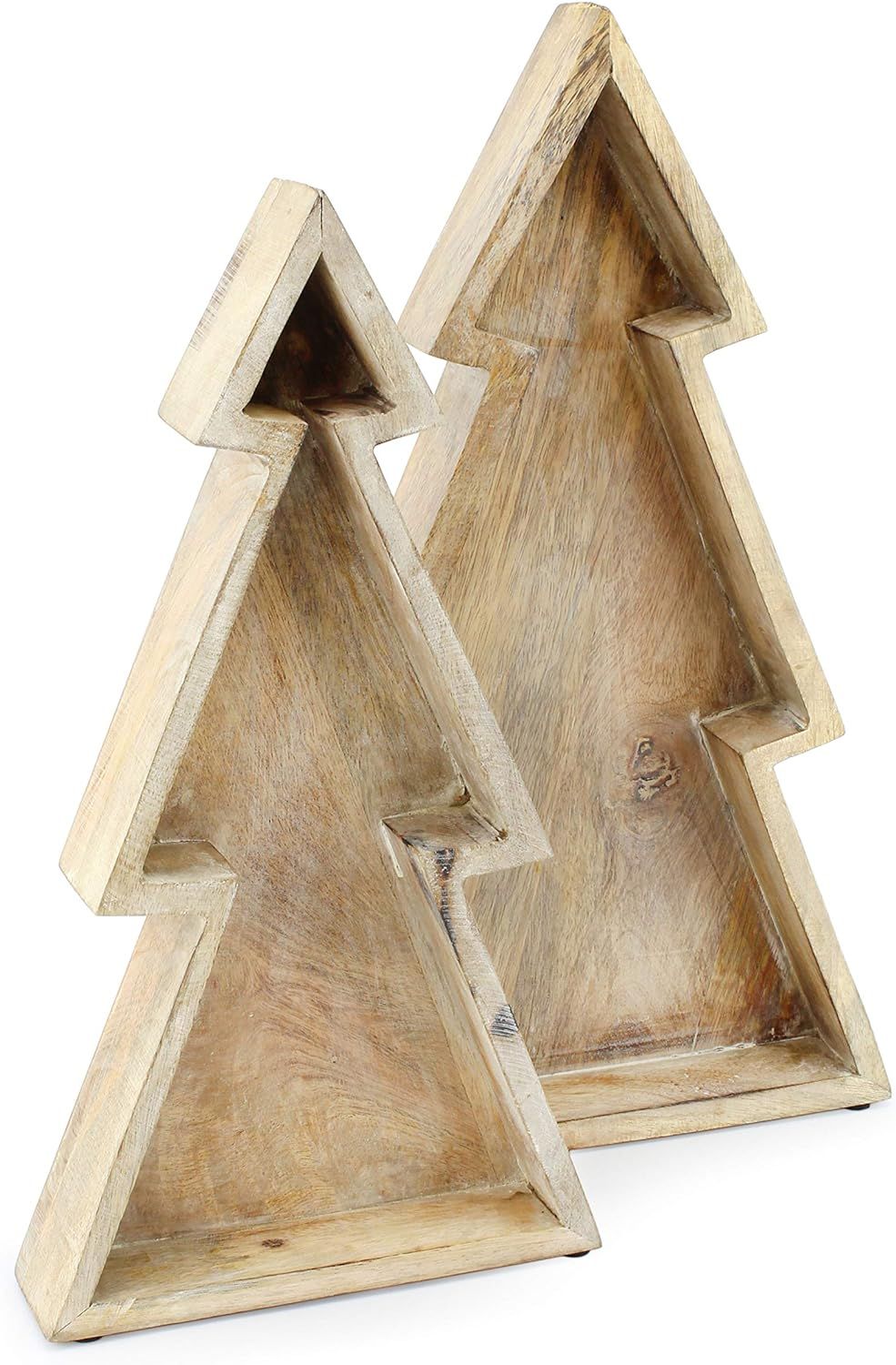 AuldHome Wooden Christmas Tree Trays (Nested Set of 2), Distressed Rustic Farmhouse Style Holiday... | Amazon (US)