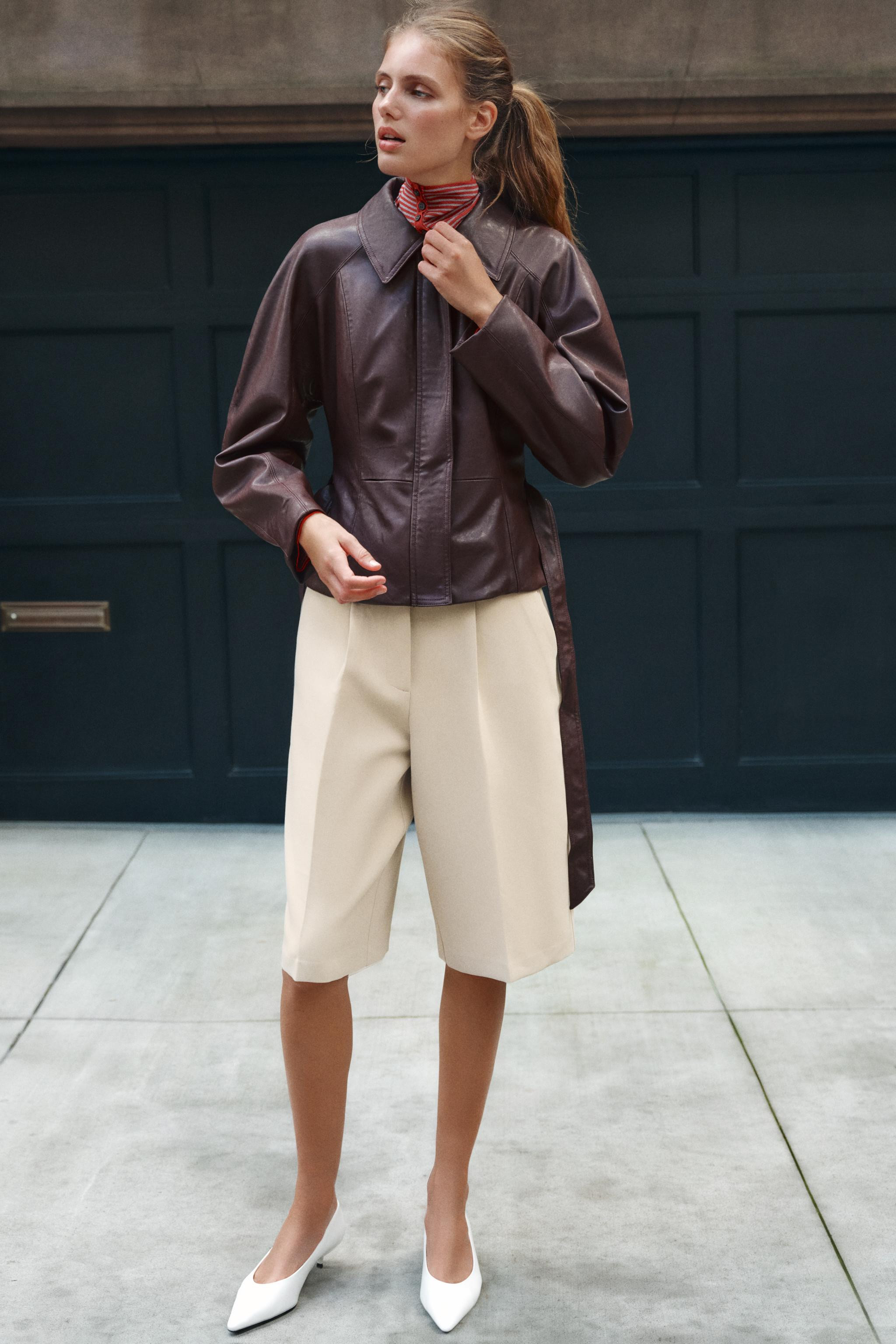LEATHER-EFFECT BELTED JACKET | Zara US