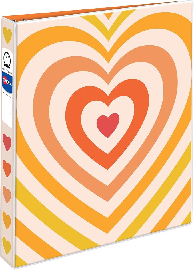 Avery 3 Ring Binder, 1 Inch Round Rings, Retro Collection, Radiant Heart (26804) | Amazon (US)