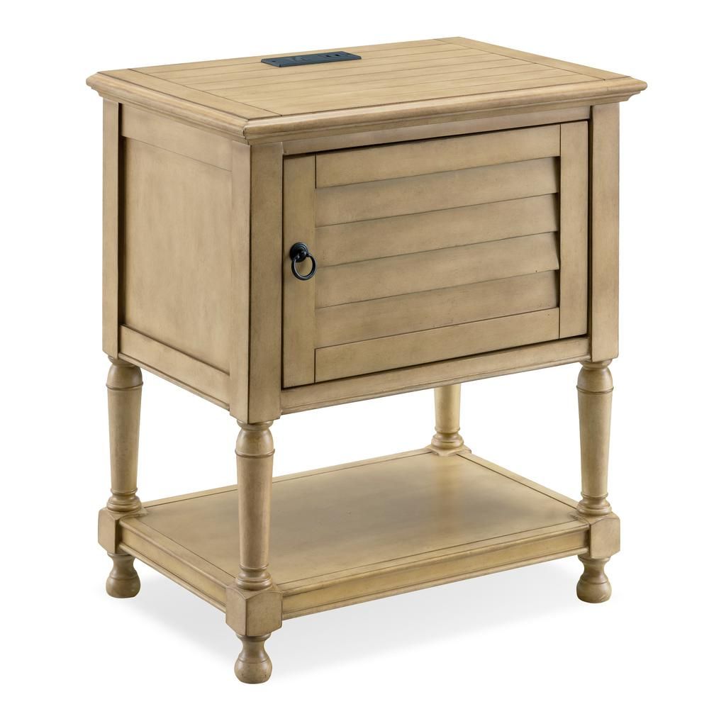 Leick Home Favorite Finds 28 in. Desert Sand Louvered Door Night Stand/Side Table Cabinet with Top A | The Home Depot