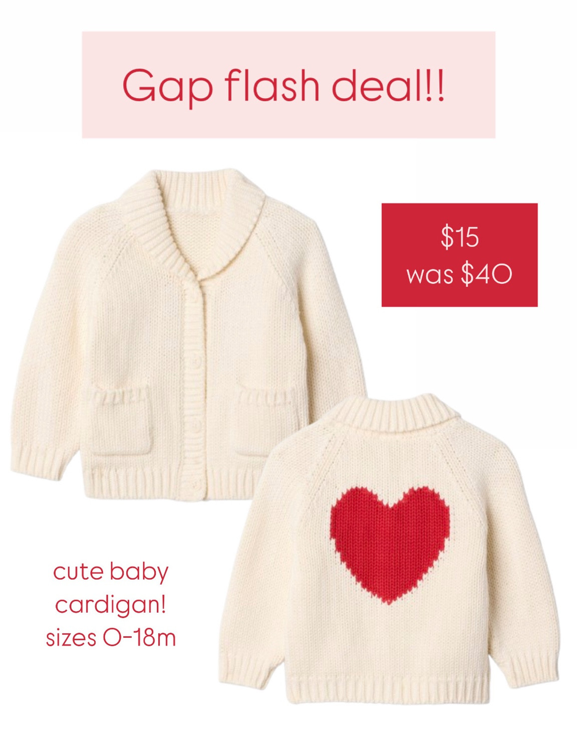 Cute baby cardigan on sale for $15, was $40 at Gap

baby girl, Valentine’s Day 

#LTKFindsUnder50 #LTKKids #LTKBaby