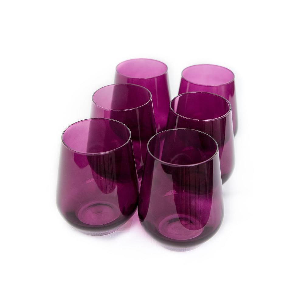 Estelle Colored Glass Stemless Wine Glass Lavender Colored | West Elm (US)