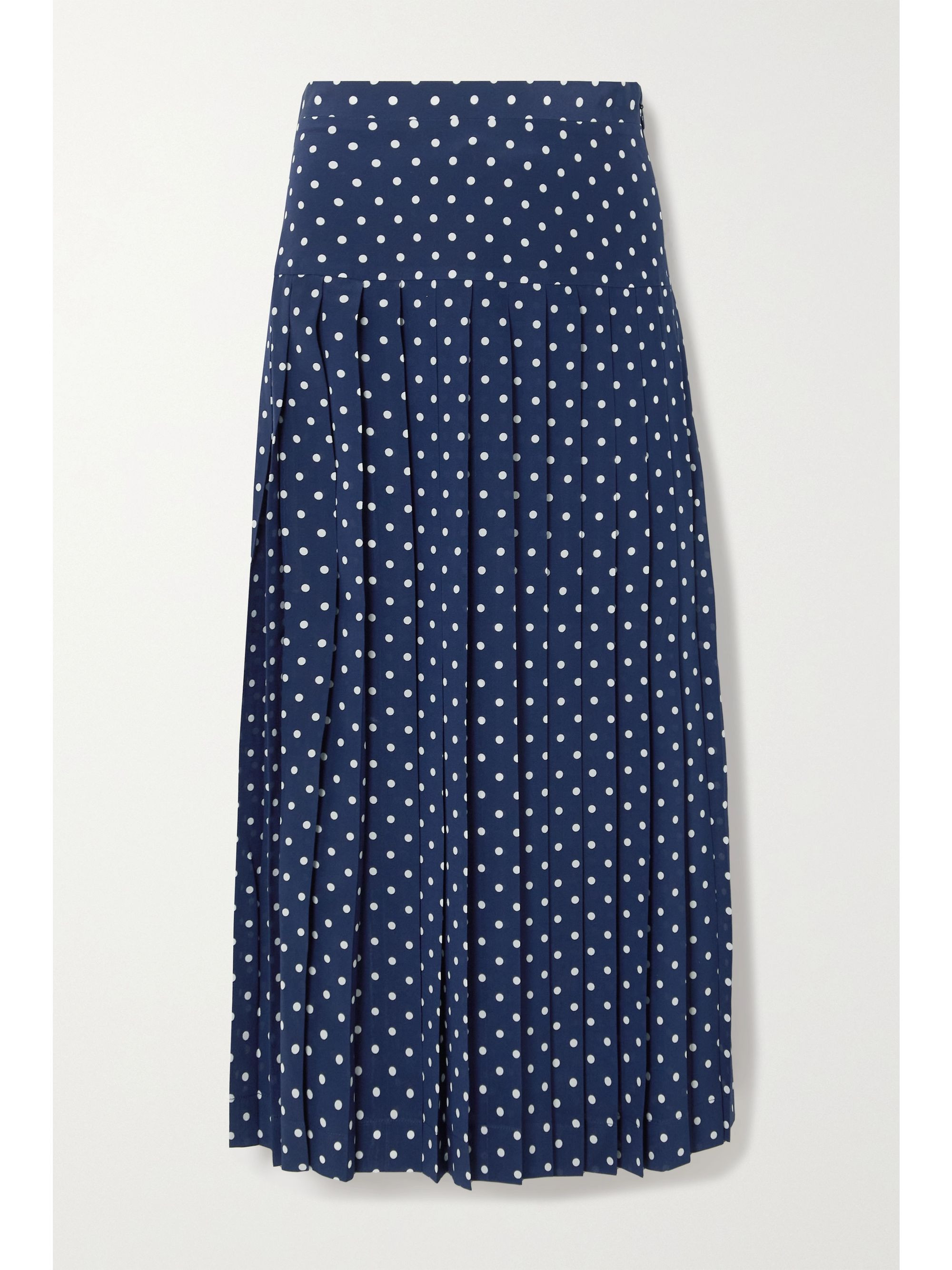Pleated polka-dot silk midi skirt | NET-A-PORTER (US)
