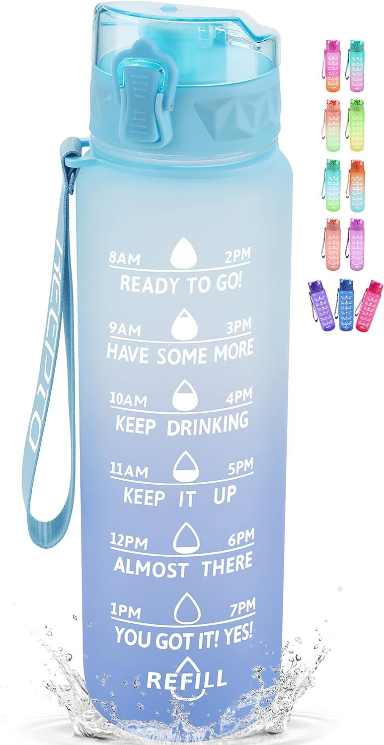 KEEPTO 32 oz Water Bottle with Straw,BPA Free Water Jug with Time Marker | Amazon (US)