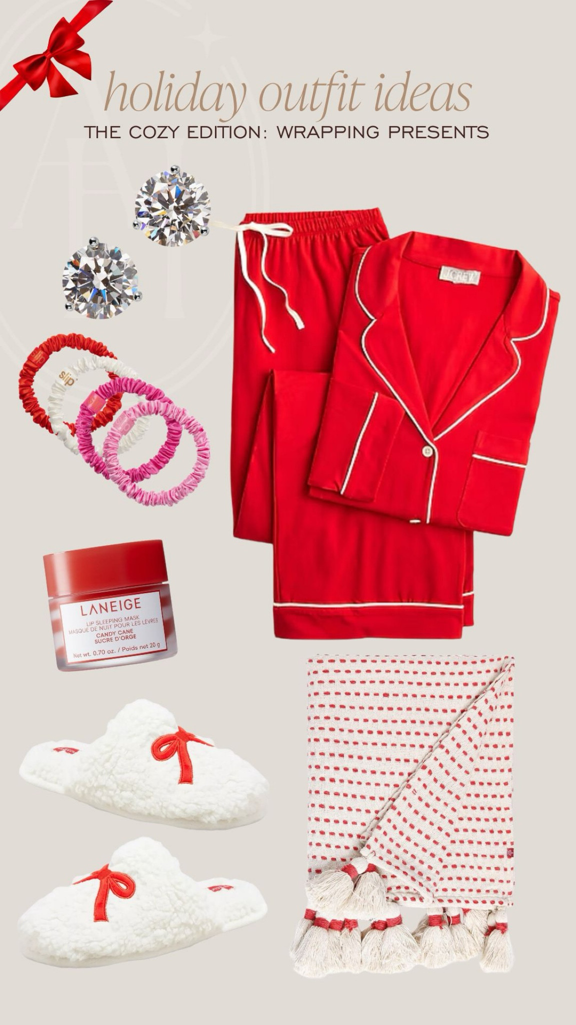 Holiday outfit idea. These J. Crew pajamas and cozy slippers are perfect for a night of wrapping presents. 

#LTKStyleTip #LTKSeasonal #LTKHoliday
