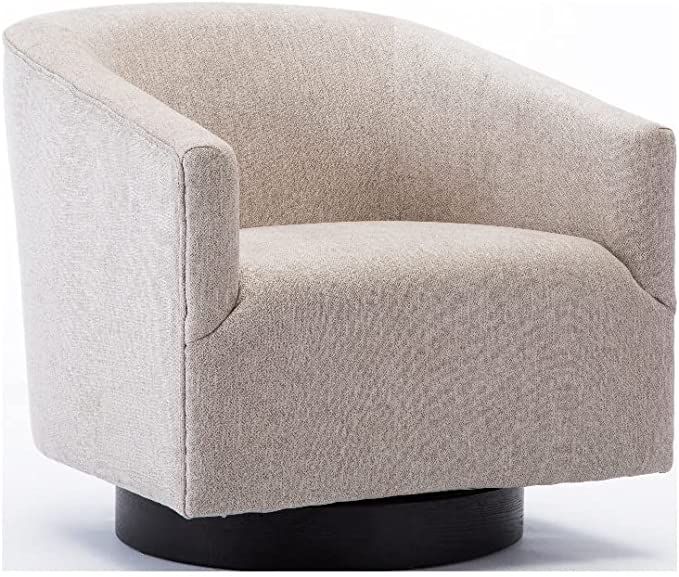 Comfort Pointe Geneva Beige Oatmeal Fabric Wooden Base Swivel Chair | Amazon (US)