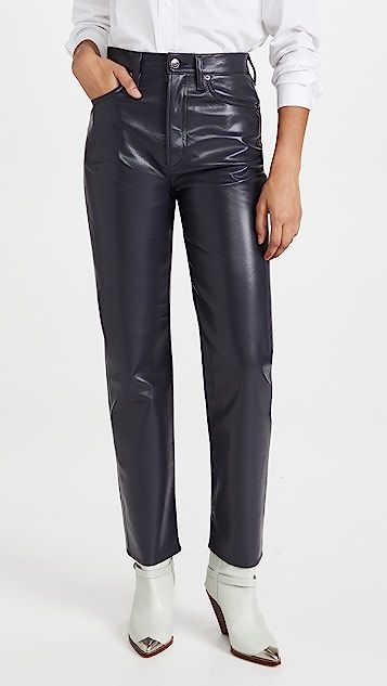Recycled Leather 90'S Pinch Waist: High Rise Straight Jeans | Shopbop