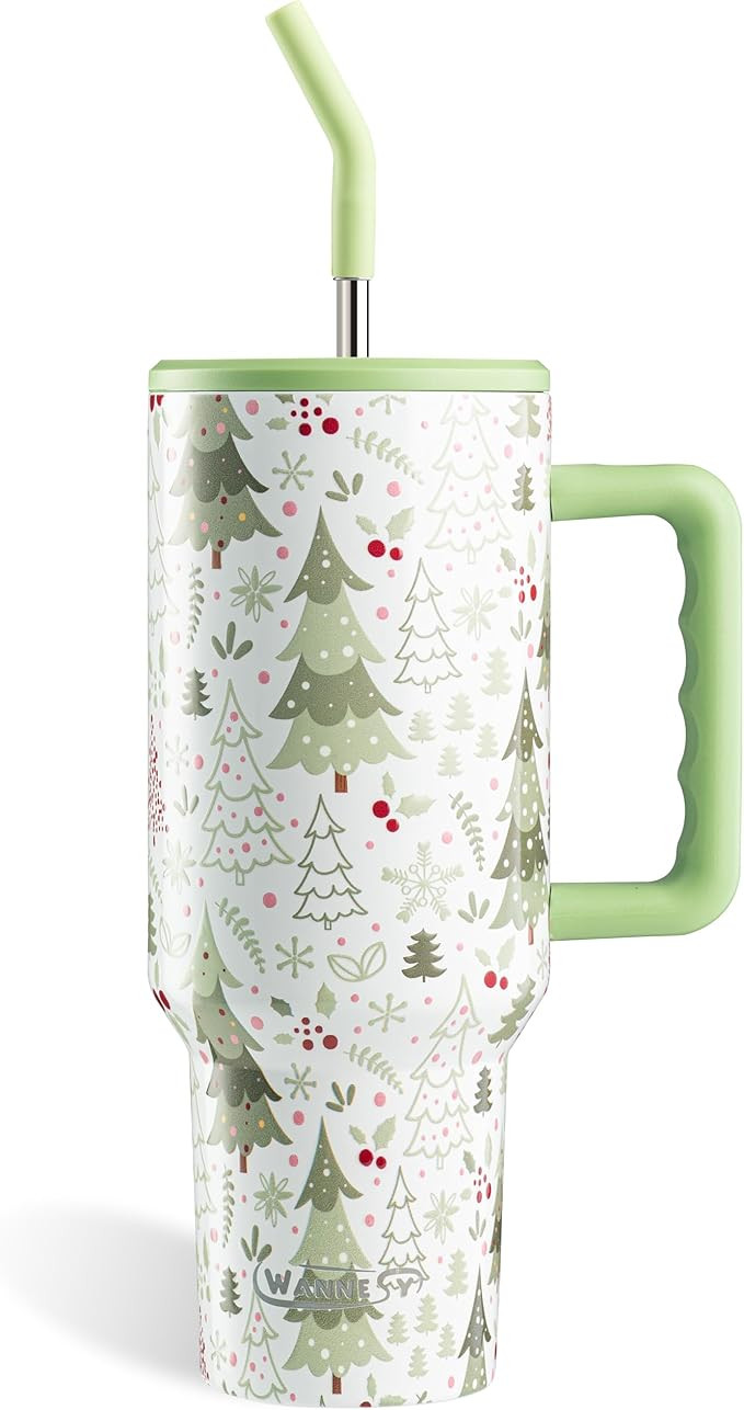 Christmas Tree 40 oz Tumbler with Handle and Straw Lid, Christmas Tree Themed Cute Gifts for Wome... | Amazon (US)