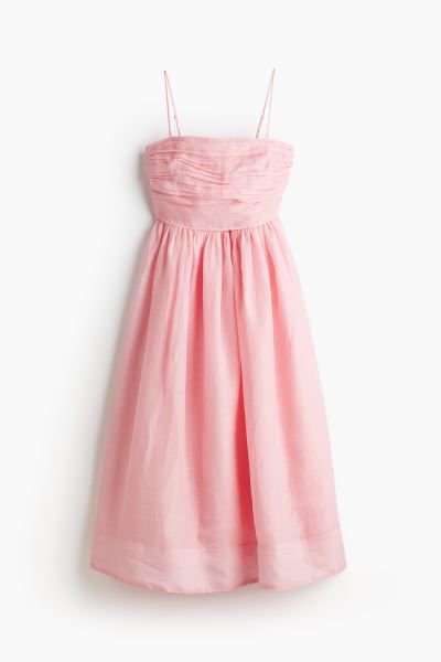Ramie Bandeau Dress - Sleeveless - Midi - Light pink - Ladies | H&M US | H&M (US + CA)