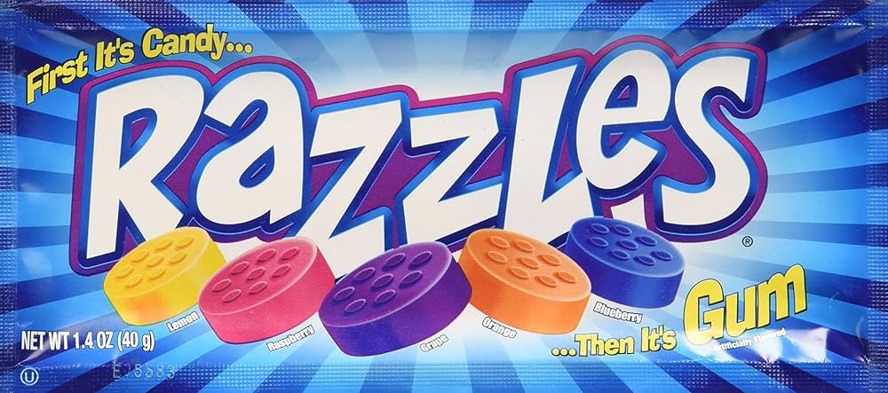 Original Razzles Candy/Gum, Box of 24 1.4-Ounce Bags | Amazon (US)