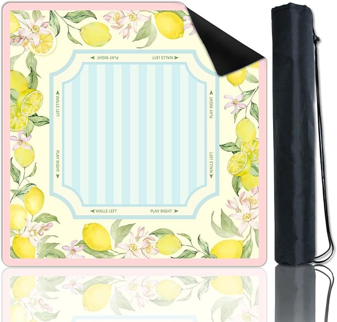 Yellow Lemon Mahjong Mat for Table 32×32 Inch,Waterproof Anti-Slip Foldable Design,Watercolor Fr... | Amazon (US)