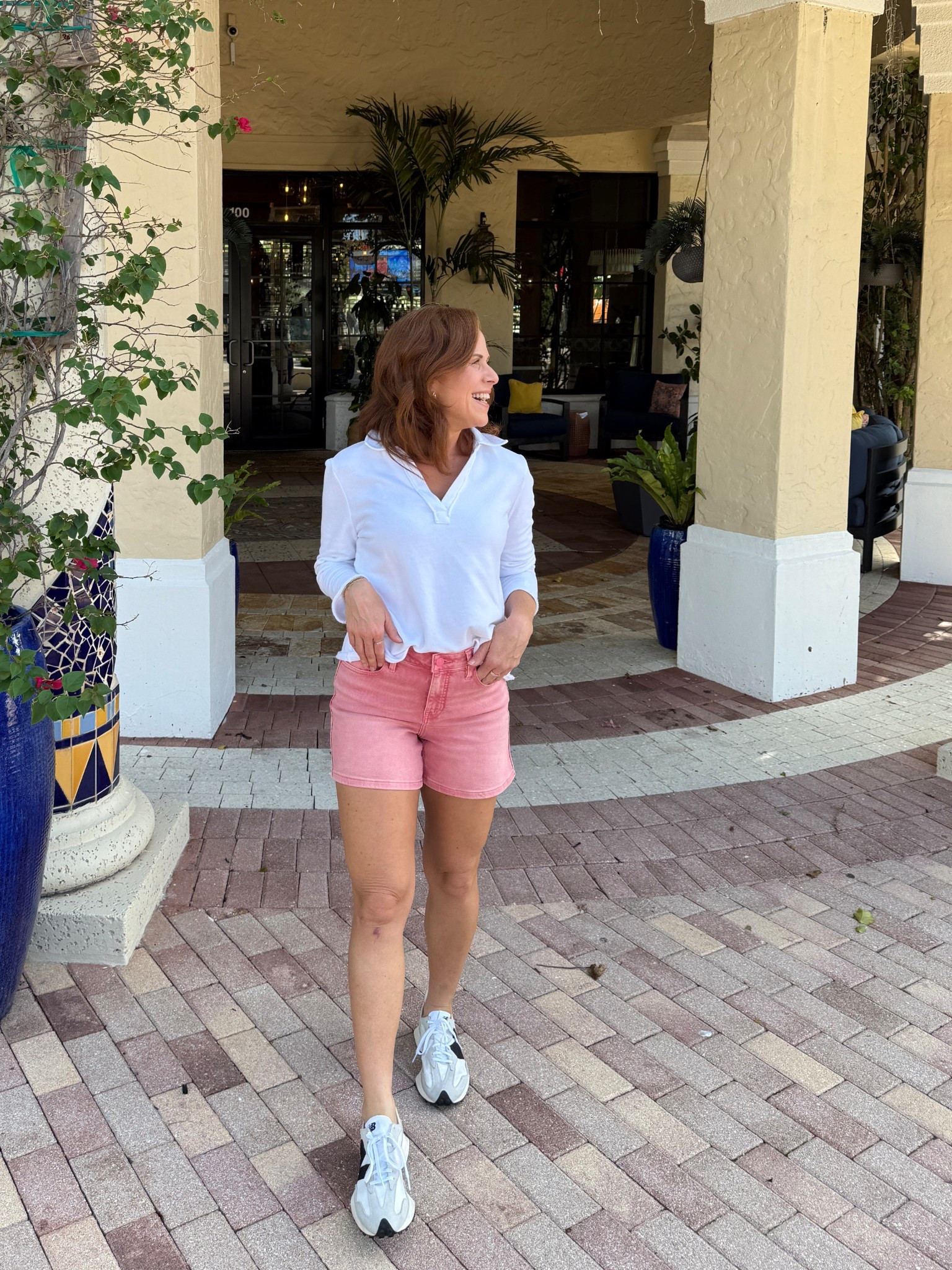 Such an easy outfit and these pink denim shorts are so cute - perfect length! 

#LTKActive #LTKSeasonal #LTKOver40