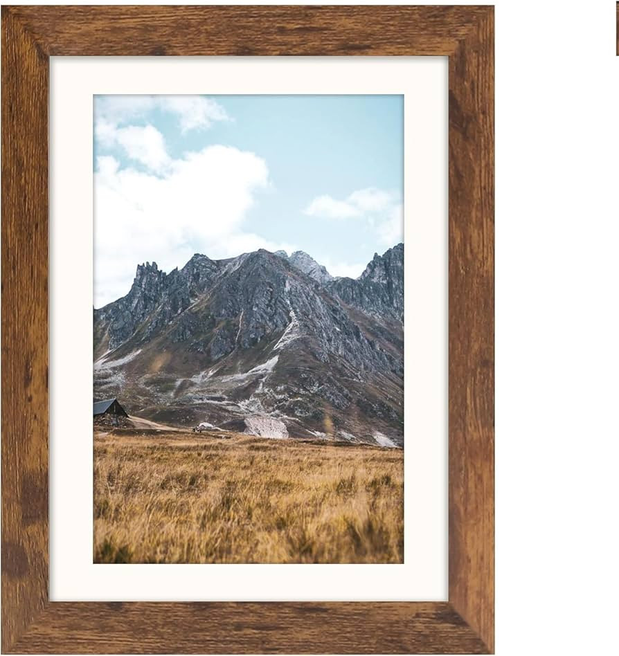 SNXJWA Brown 5x7 Picture Frame with Mat for 4x6 Display, Rustic Desk Wall Photo Frame for Horizon... | Amazon (CA)
