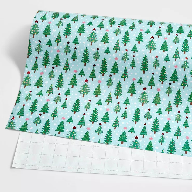20 sq ft Christmas Trees Gift Wrap Blue - Wondershop™ | Target